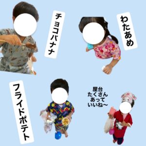 屋台でチョコバナナを楽しむ子ども